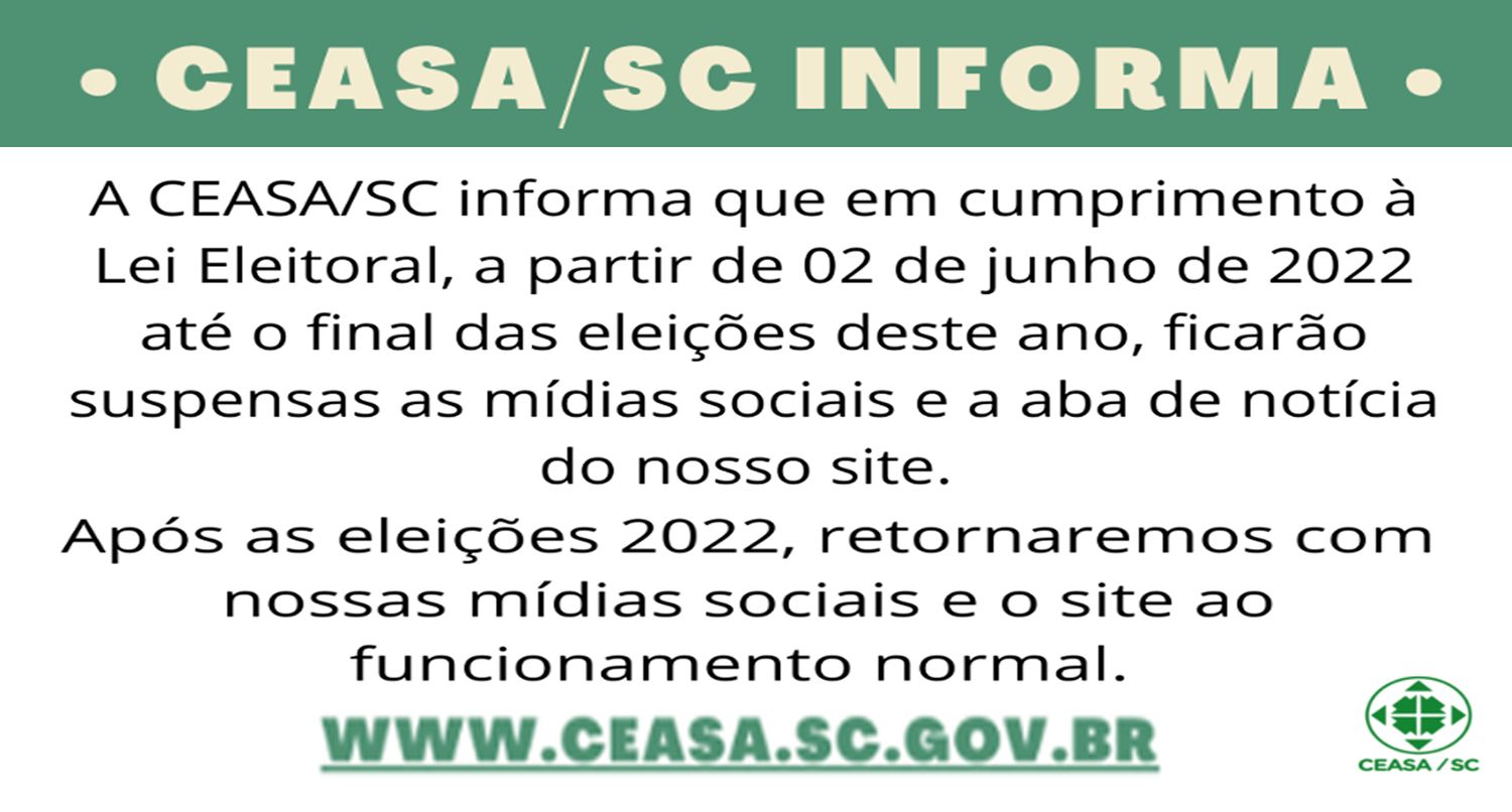 Suspensão das mídias sociais e site no período eleitoral